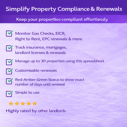 Landlord Compliance & Renewals Spreadsheet